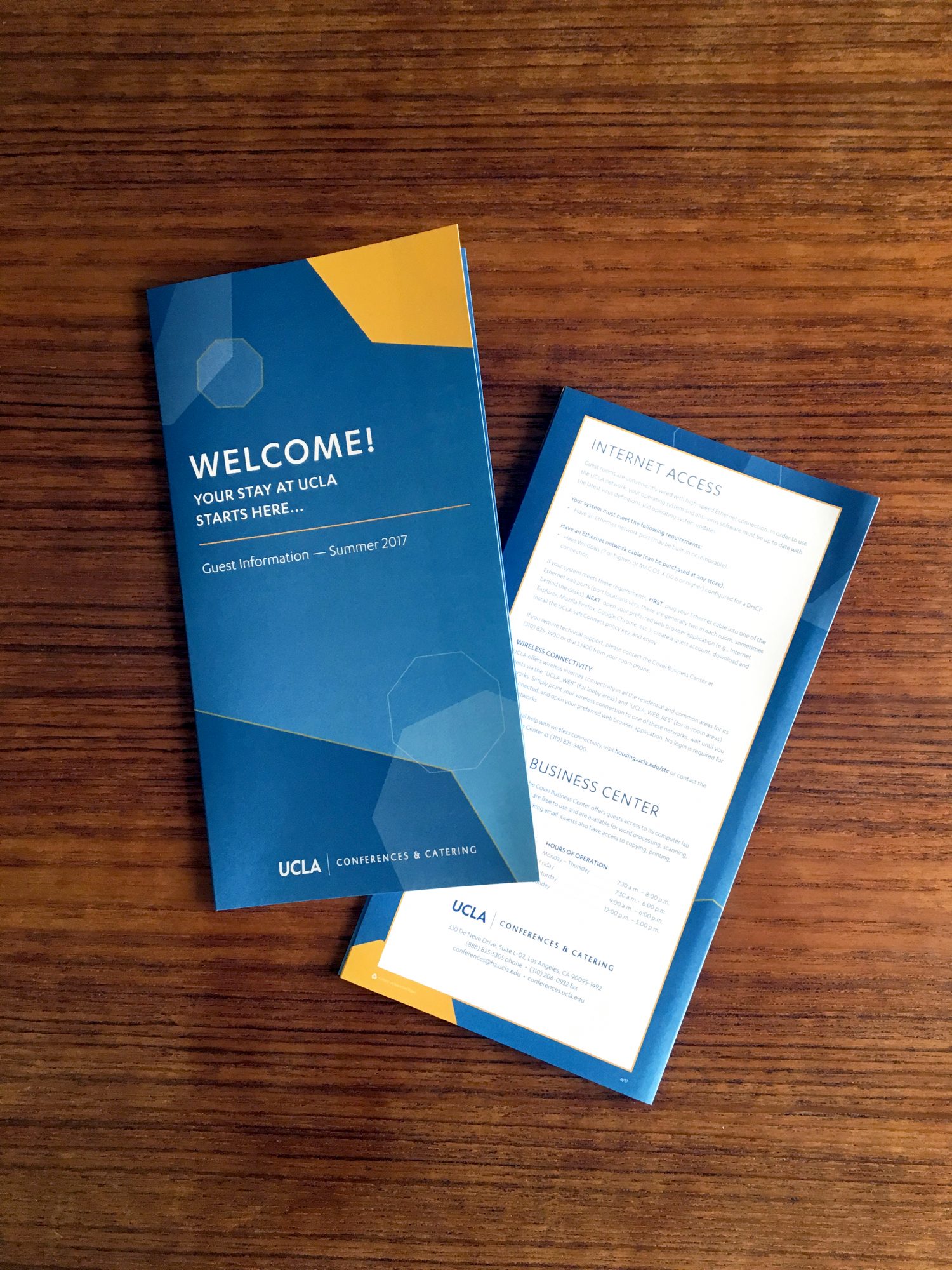 UCLA Conferences & Catering In-Room Materials: Brochure